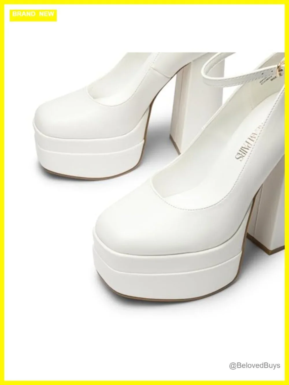Y2K Chunky Block Heel Pumps with Ankle Strap Square Toe Platform Dress Shoes